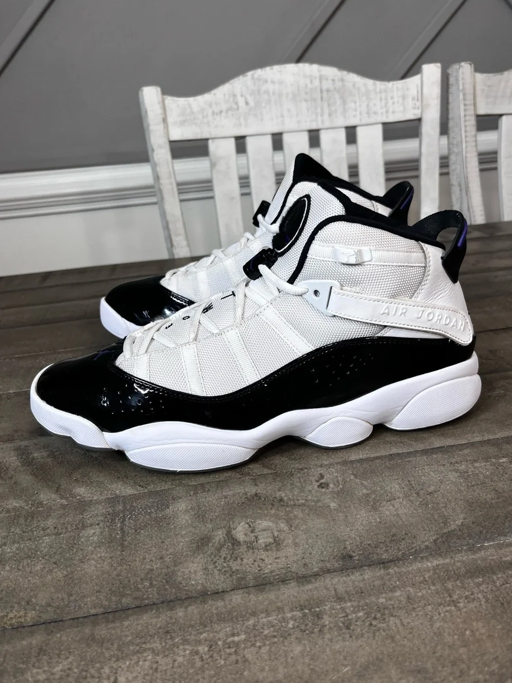 Nike Air Jordan 6 Rings White Black Basketball Sneakers Sz 12 Men's